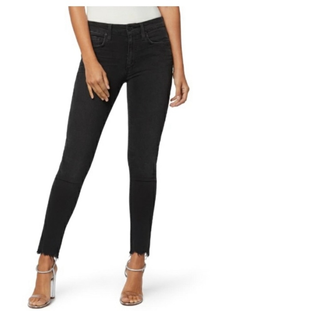 Joe's Jeans Black High Rise Skinny Ankle with Frayed Hem